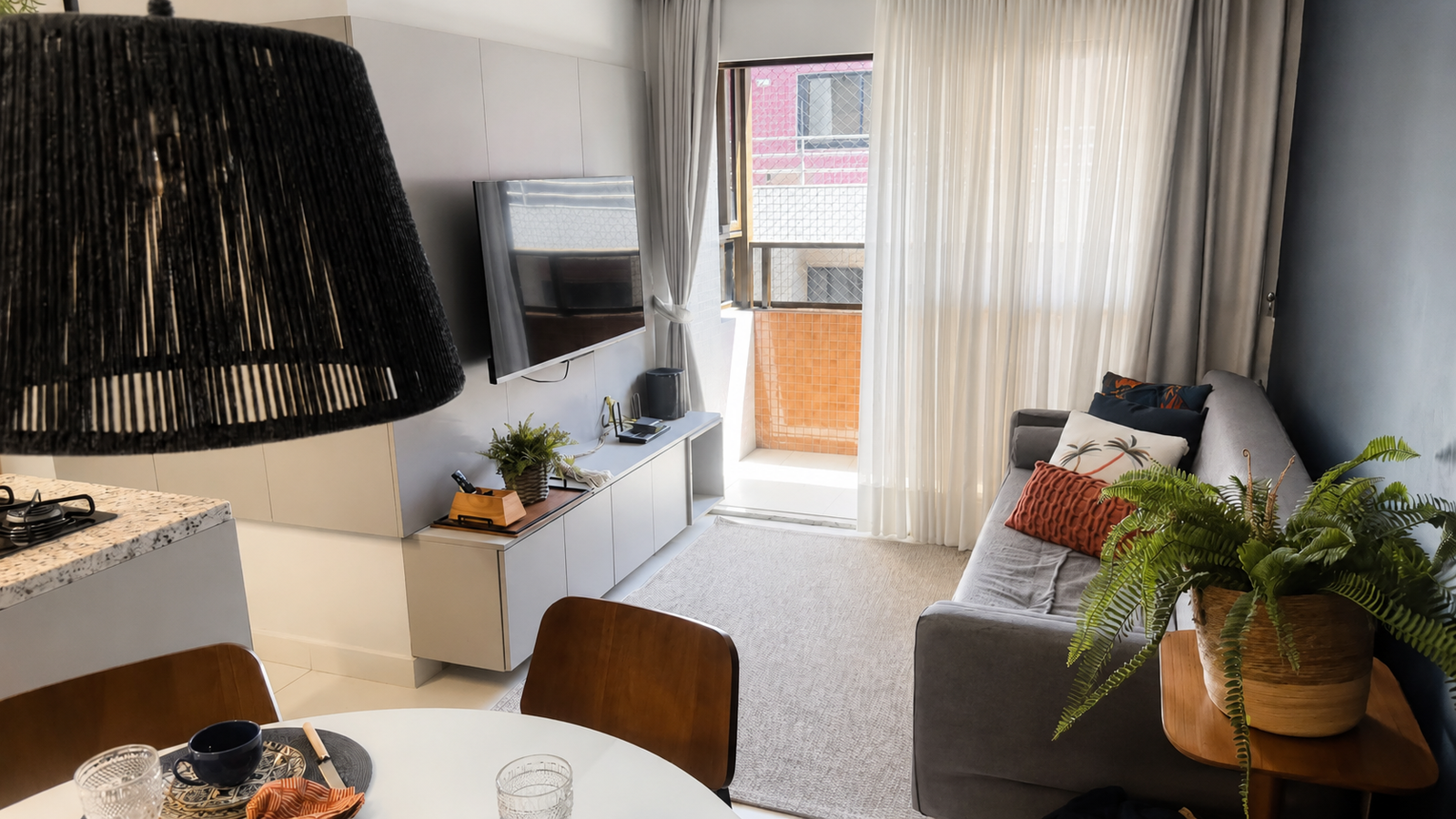 Sala de estar de apartamento à venda no Bessa, João Pessoa